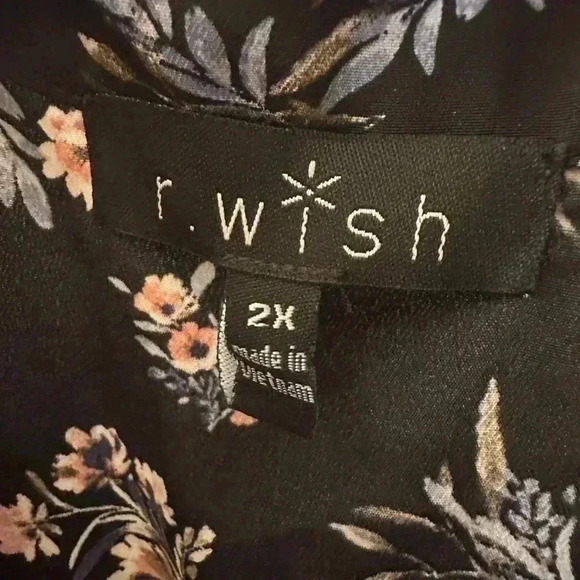 Button Up Floral Black Dress High Low 2XL - Picture 8 of 9